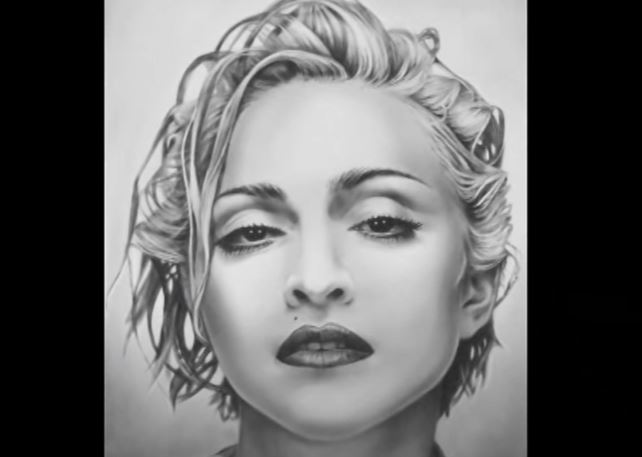 How to Draw Madonna with Pencil