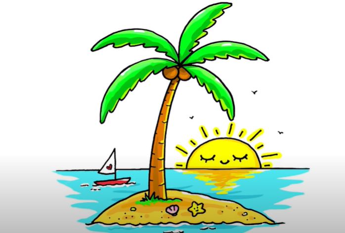 Palm Tree Drawing Step by Step Tutorial