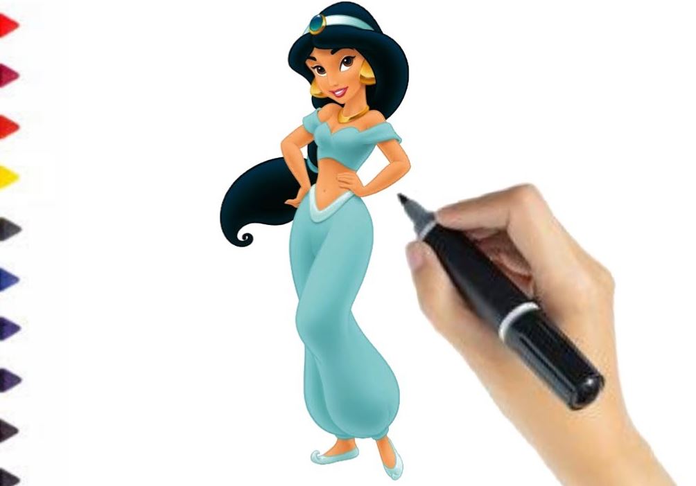 Princess Jasmine Drawing Step by Step || Jasmine  from Aladdin
