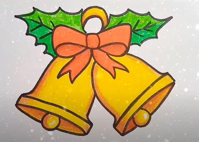 Christmas Bell drawing Step by Step