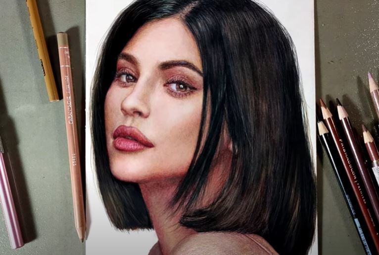 Kylie Jenner Drawing with Pencil Step by Step