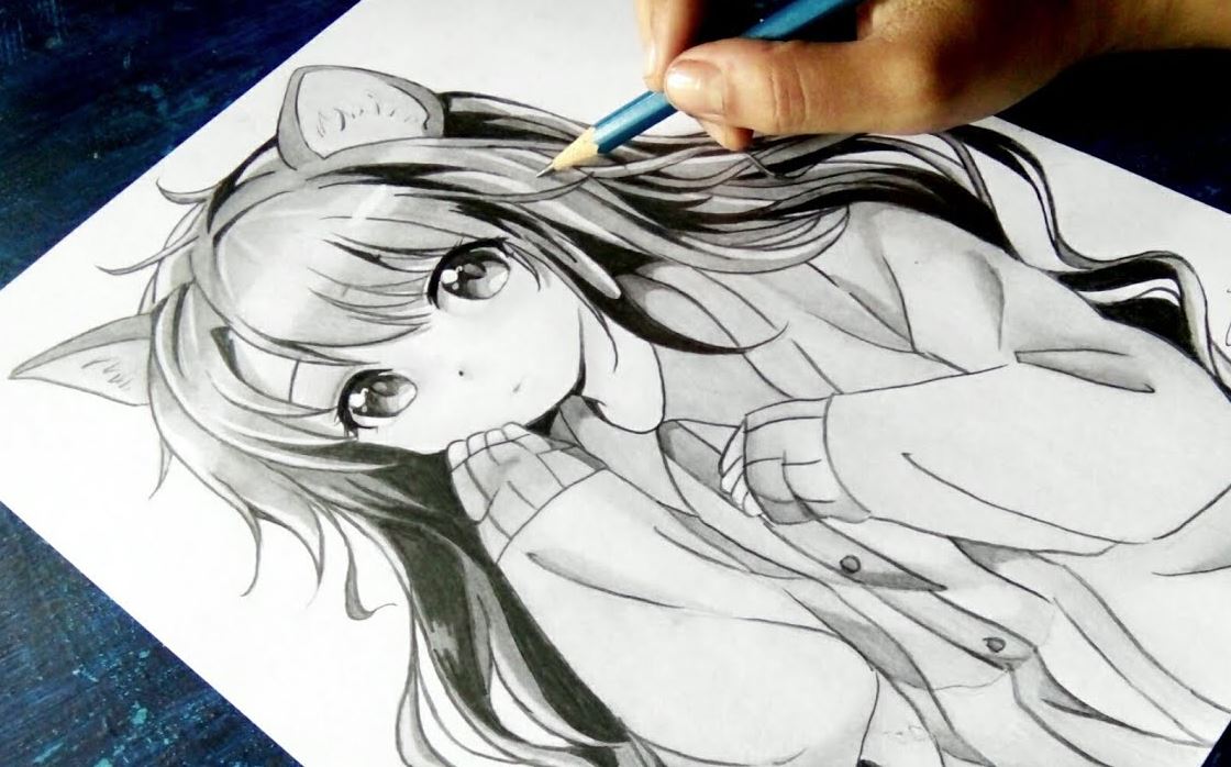 Neko Girl Drawing Step by Step || Anime Girl