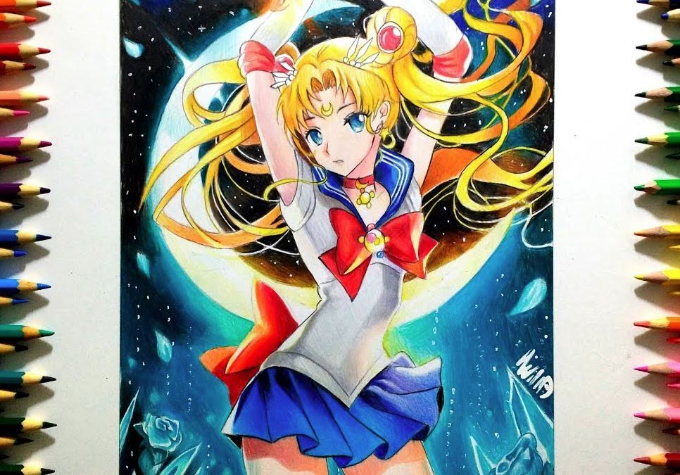 Sailor Moon Drawing with Color Pencils || How to draw a Anime Girl