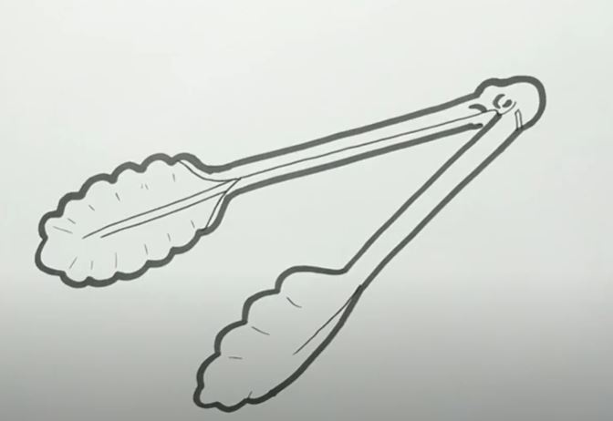 How To Draw Tongs Step by Step