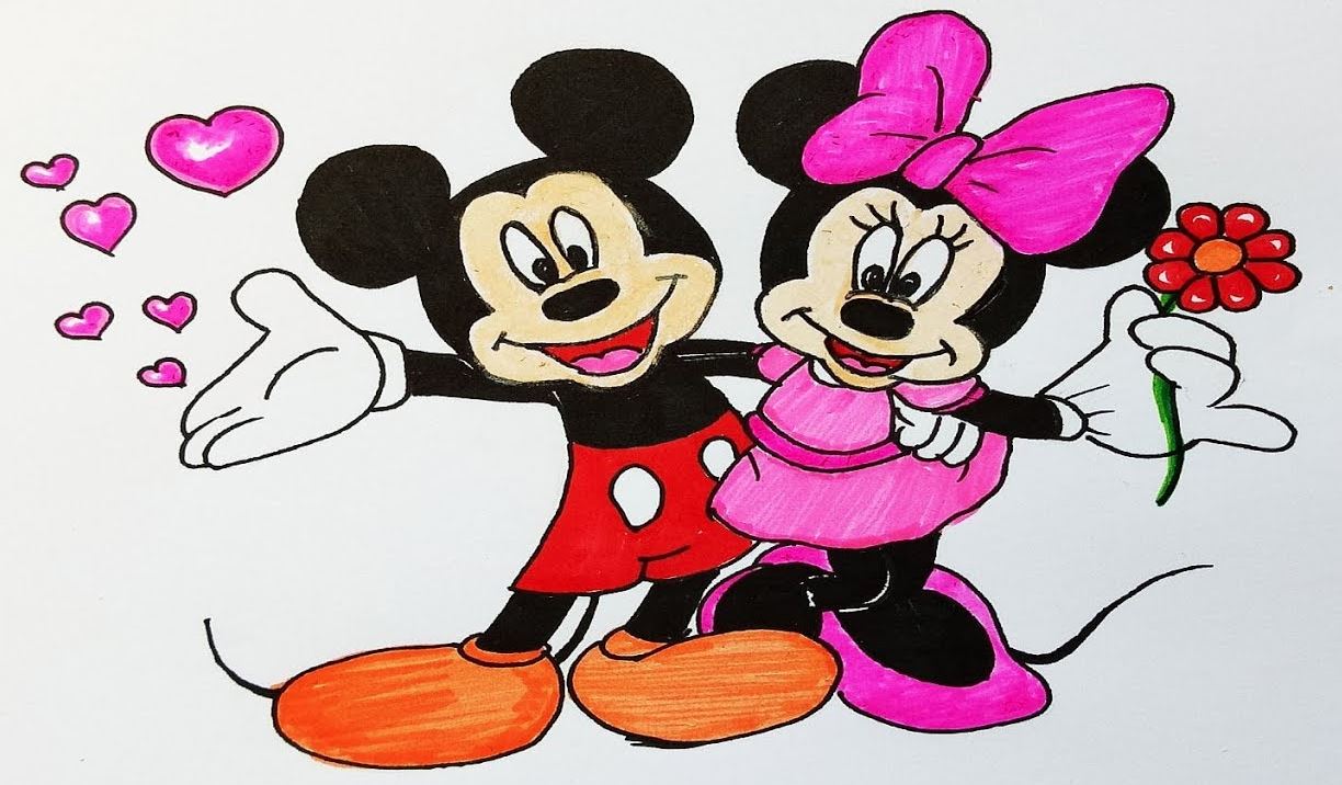 Mickey and Minnie Drawing Step by Step