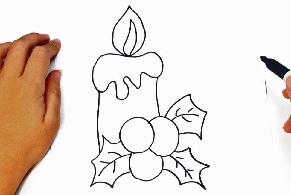 How to Draw Christmas Candle Step by Step