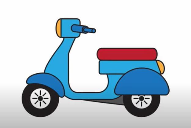 How to Draw a Moped Step by Step