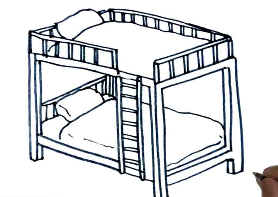 How to Draw a Bunk Bed Step by Step