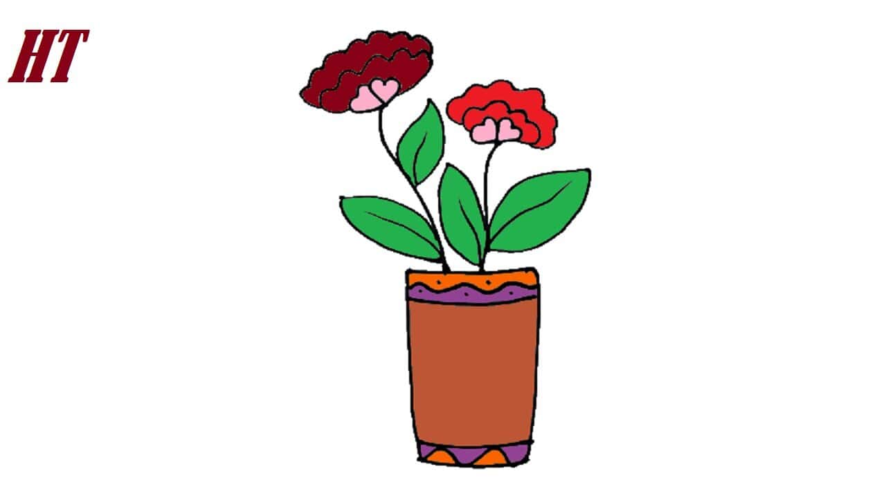 How to draw a flower pot Step by Step