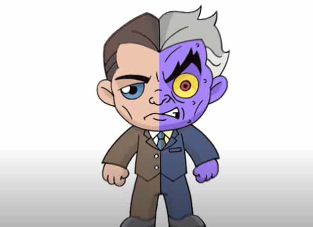 How to Draw Two-Face Step by Step