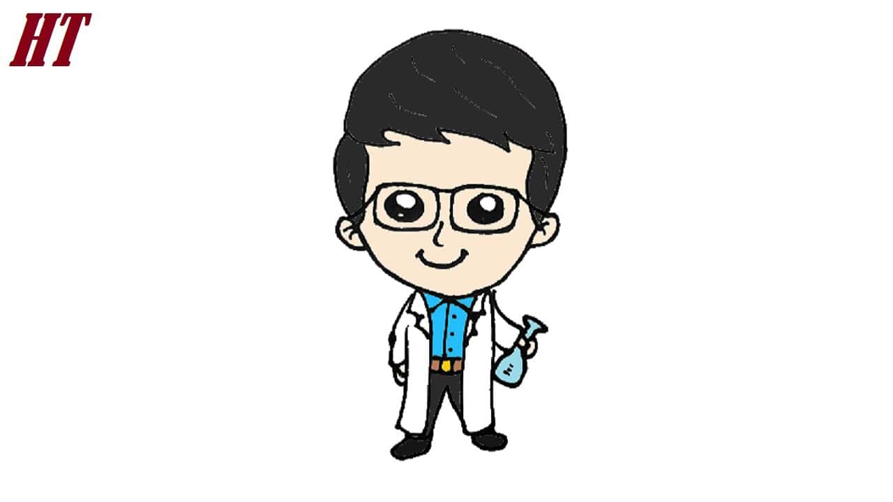 How to Draw a Cartoon Scientist Step by Step