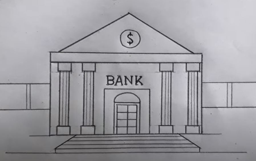 How to Draw a Bank Step by Step