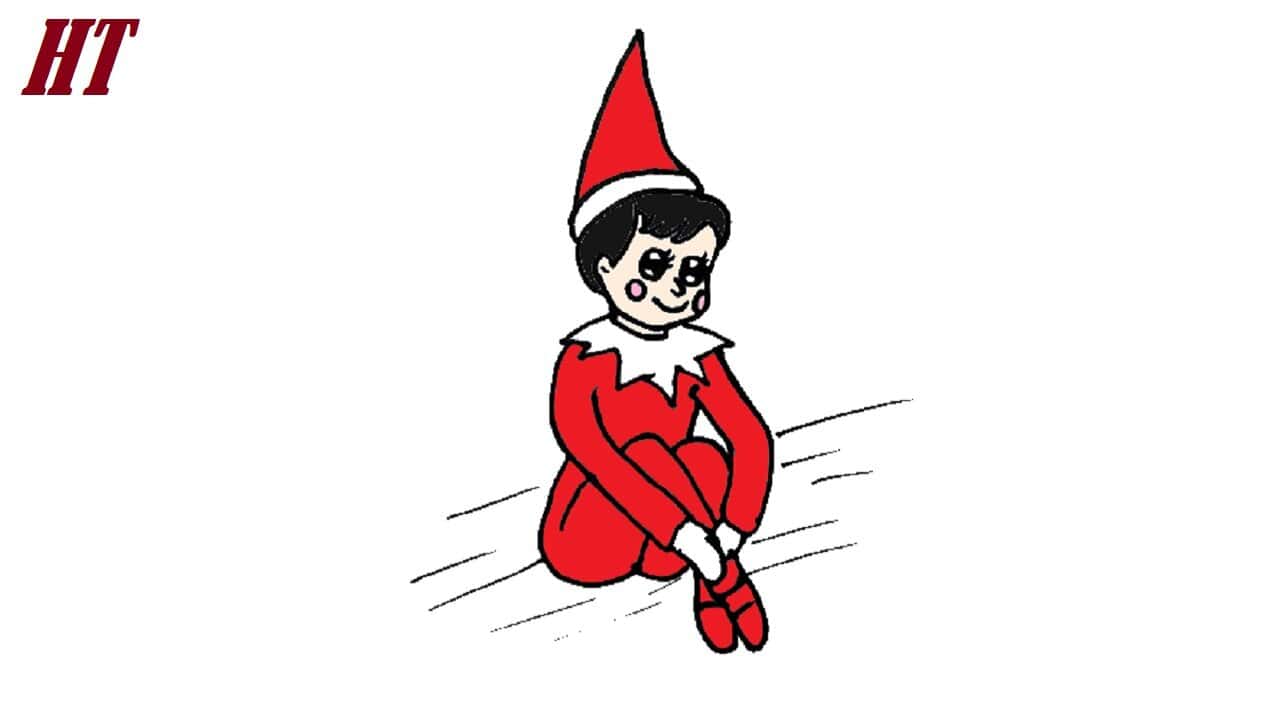How to draw elf on the shelf Step by Step