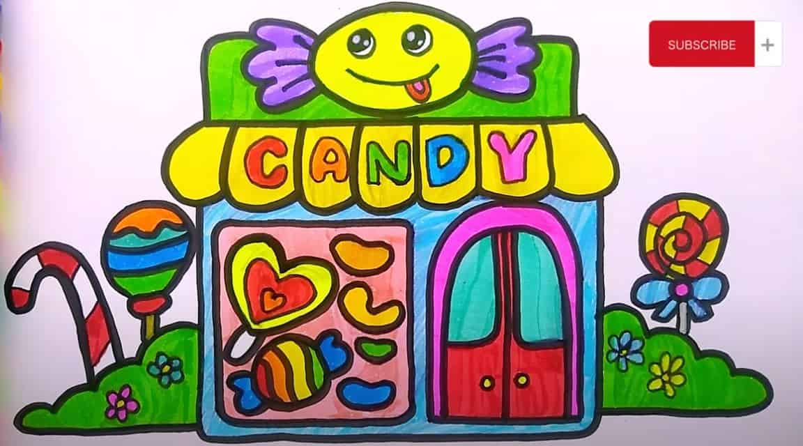 Candy Shop Drawing Step by Step