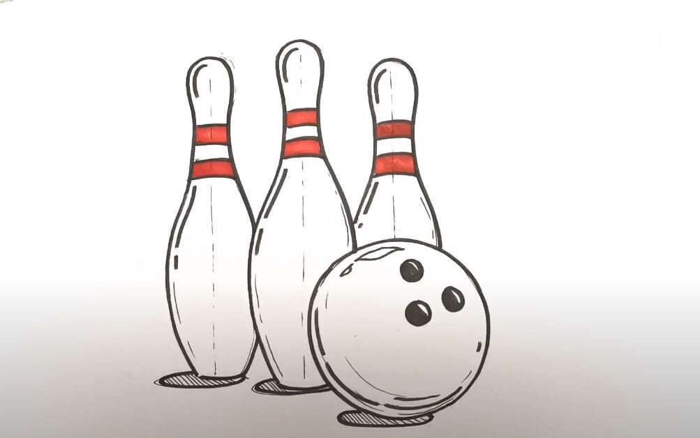 How to Draw Bowling Step by Step