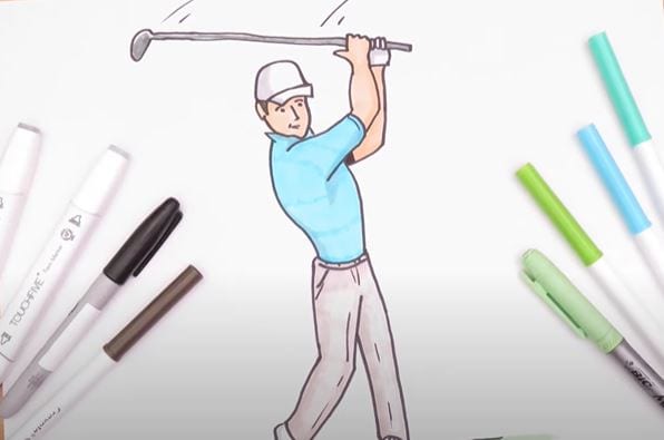 How to draw a Golfer Step by Step