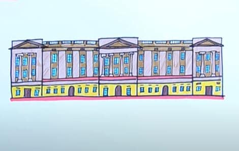 How to Draw Buckingham Palace Step by Step