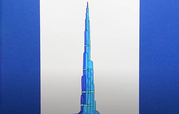 How to Draw Burj Khalifa Step by Step