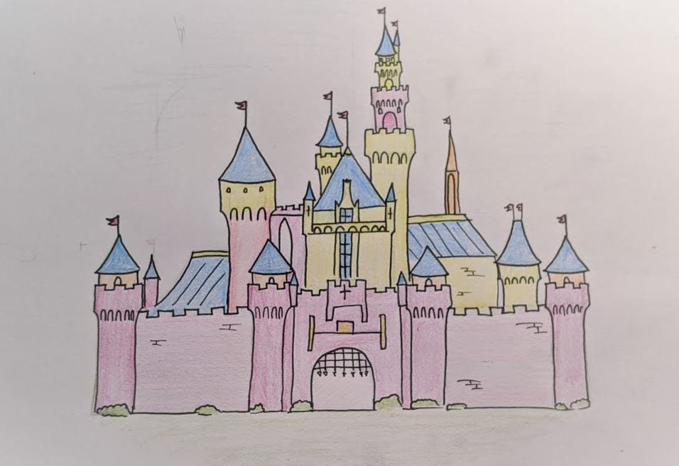 How to Draw Disneyland Step by Step