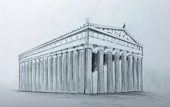 How to Draw the Parthenon Step by Step