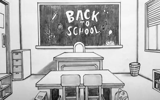 How to draw a Classroom Step by Step