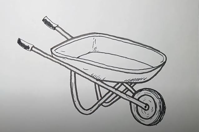 How to draw a Wheelbarrow Step by Step