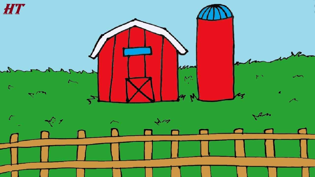 How to Draw a Farm step by step