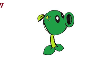 How to draw a Peashooter from plants vs zombies step by step