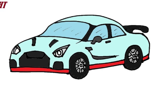 How to draw a Nissan GT-R step by step
