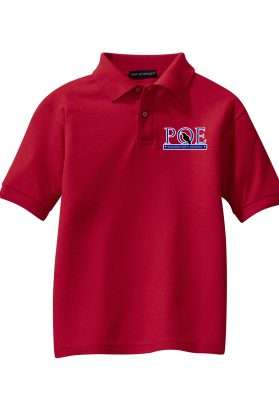 Embroidered Youth Polo in Red with POE Logo.