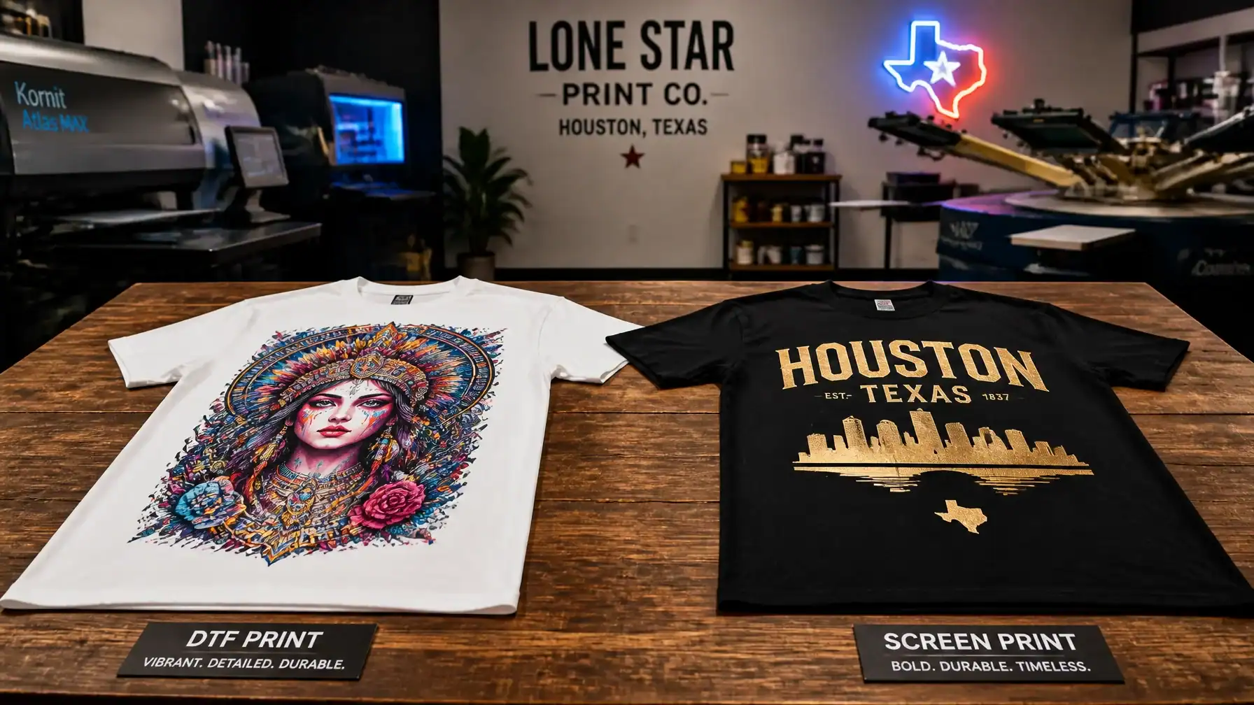 Custom T-shirt printing with vibrant and durable designs in Houston, Texas. Perfect for personalized.