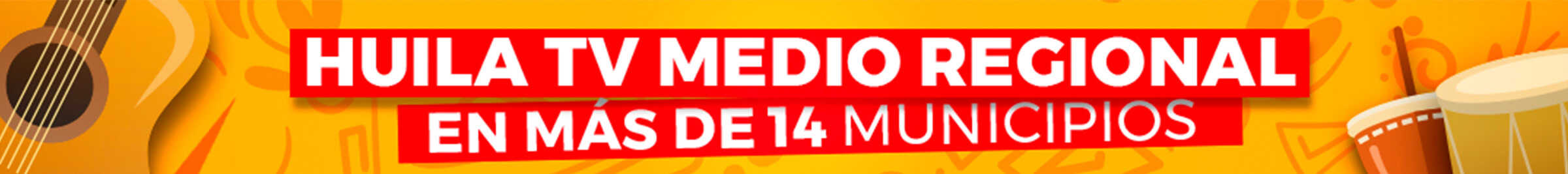 Imagen de la pantalla de Huila TV transmitiendo noticias y programas en vivo desde la región del Huila, destacando la cobertura en más de 14 municipios.