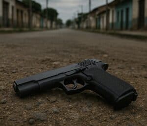 Pistola en la calle de Pitalito, reflejando un acto de justicia por mano propia en el contexto del post "Justicia por mano propia en Pitalito".