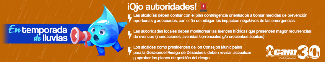 1. Rayo agua con megáfono en aviso de temporada de lluvias, enfocada en prevención y gestión de emergencias en Huila, Colombia, con información sobre alertas meteorológicas y acciones de autoridades locales.