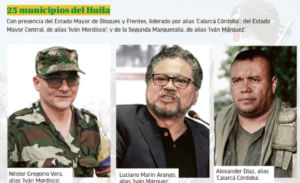 1. Imagen de líderes políticos y militares del Huila, incluyendo a Néstor Gregorio Vera, Luciano Marín Arango y Alexander Díaz, durante un evento oficial.