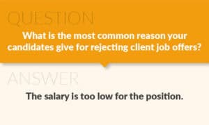 Most Common Reason for Rejected Offers
