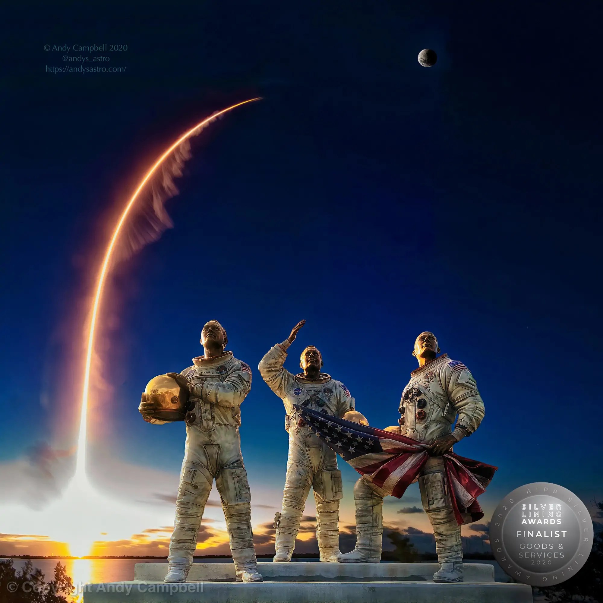 Apollo astronauts and atlas V rocket launch