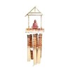 Handmade bamboo Buddha windchime with six medium tubes and carved Buddha figure, natural finish, designed for garden or meditation space.