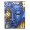 Abstract Buddha Painting with blue face design, handmade acrylic on canvas, framed in Durran wood, 80x60cm, ready to hang.