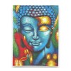 Blue and Gold Buddha Painting with floral design, 75x55cm canvas, mounted on wooden frame, ready to hang.