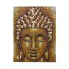 Handmade Gold Buddha painting with golden tones, signed by Balinese artist, framed in wood and ready to hang.