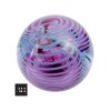 1982 Okra Glass Paperweight by Richard Golding showing purply ruby, blue, and white design with swirling ribbons, handmade British studio glass.
