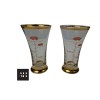 Pair of greedy pigs shot glasses with gold rims and pig illustrations