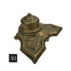 Single Brass Inkwell with Art Nouveau detailing side view