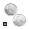 Full view of a high grade 1966 Canadian Silver Dollar showing obverse and reverse silver coin design.