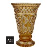 Amber vase cut to clear crystal pedestal vase front view