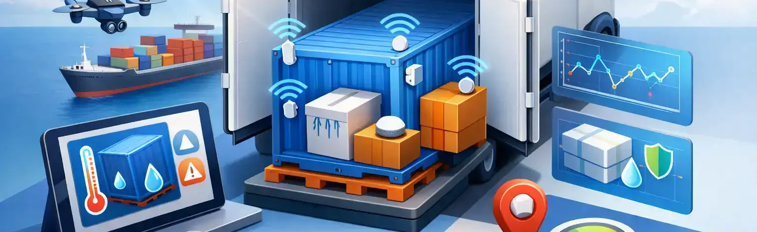 Wireless cargo monitoring technology with sensors and data analytics.
