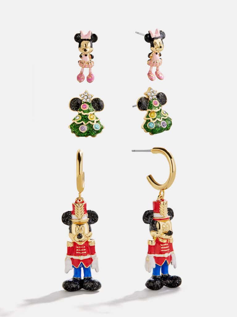 Colorful Disney Mickey and Minnie Mouse jewelry earrings set.