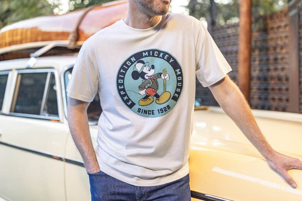 Vintage Mickey Mouse t-shirt with retro design and Disney fondness, perfect for Disney fashion enthusiasts.