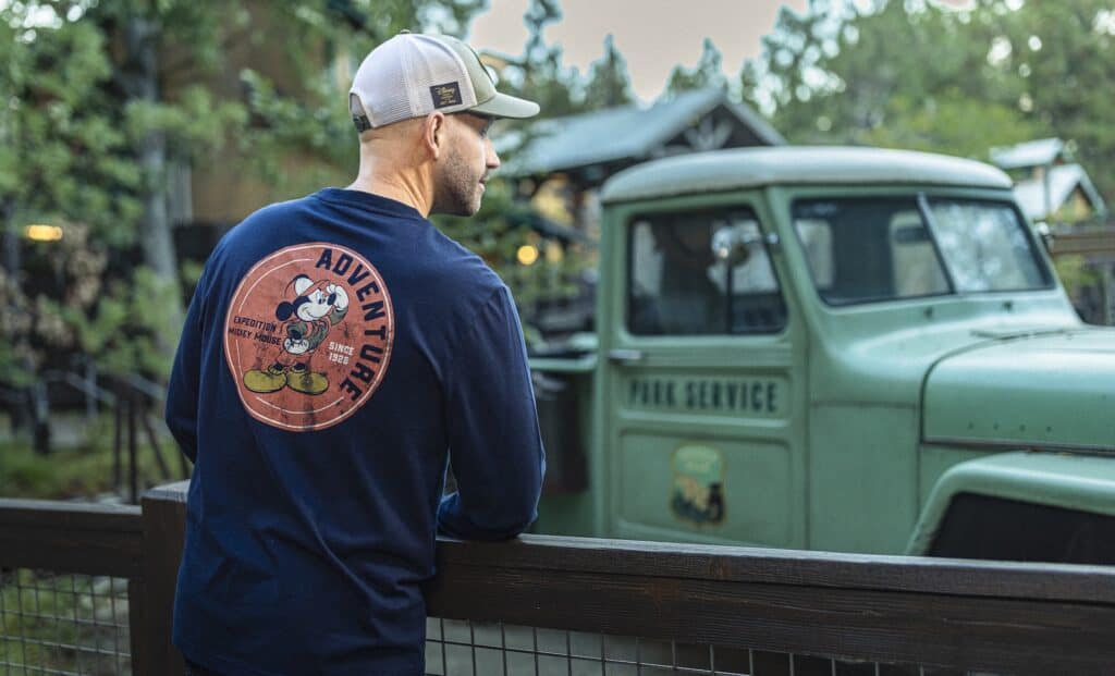 Disney Mickey Mouse adventure-themed apparel for Disney fans and Disney fashion enthusiasts.